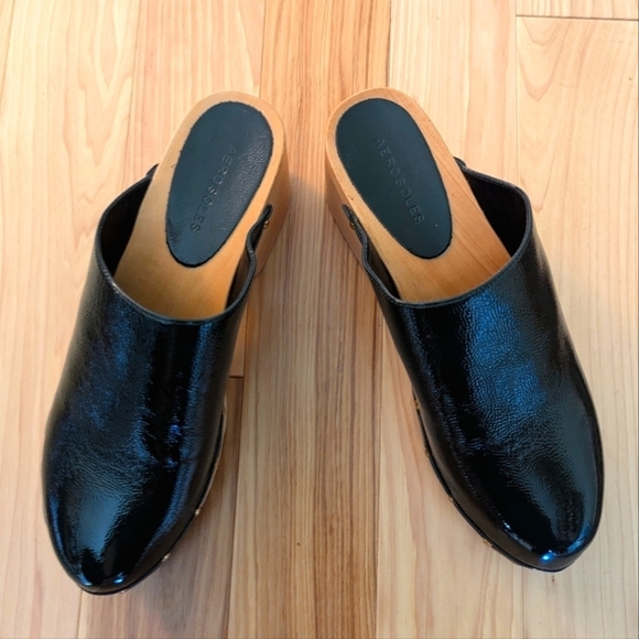 Aerosols Ari dark green patent leather clogs sz 9 - Picture 1 of 7